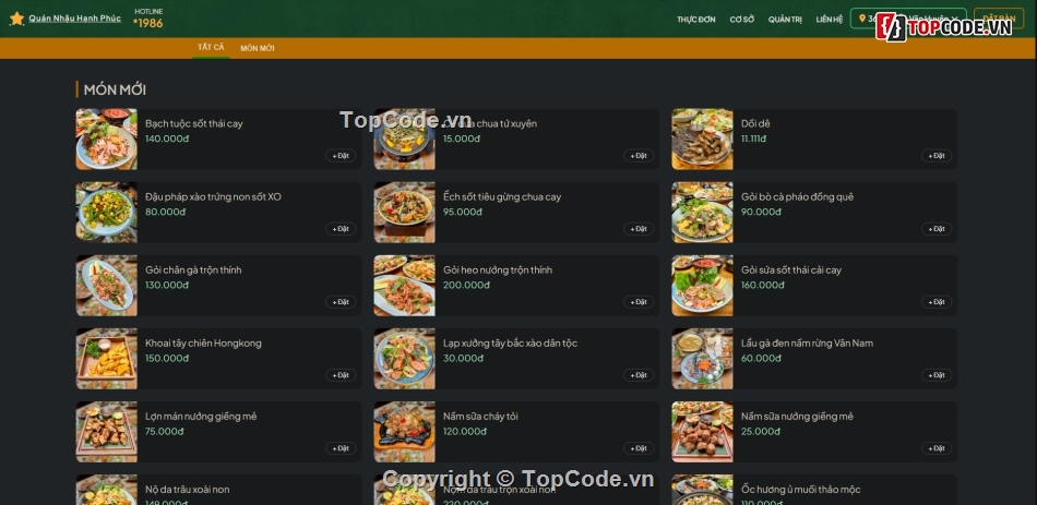 Source code web,source code nhà hàng,source code quán nhậu,source code bán đồ ăn